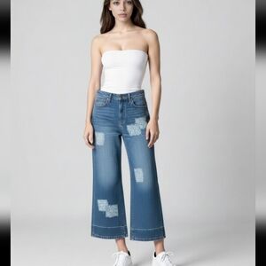 GAP High  Rise Patchwork Wide-Leg Jeans Size 26